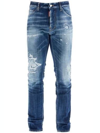 navy blue jeans in cotton vintage effect - DSQUARED2 - BALAAN 1