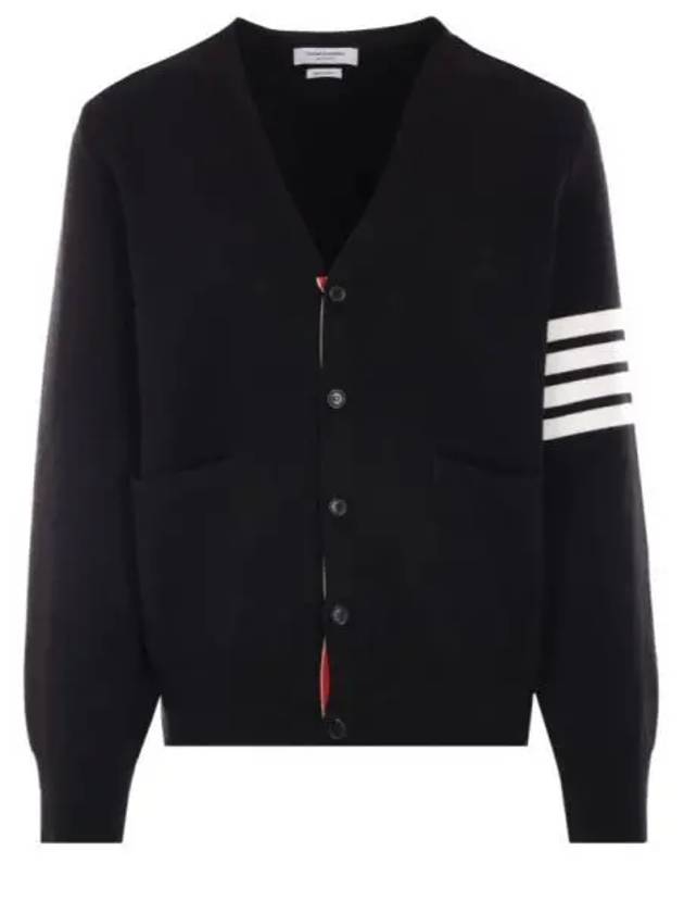 Milano Stitch 4-Bar Cardigan Black - THOM BROWNE - BALAAN 2