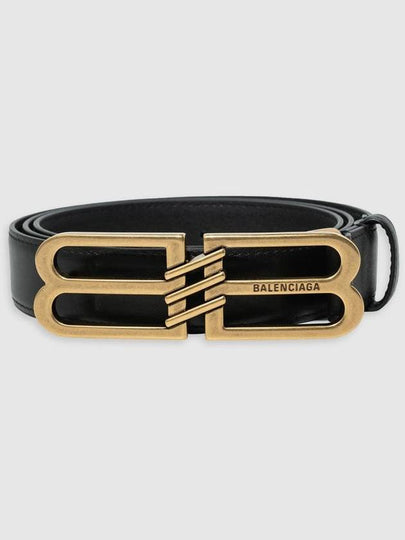 BB Signature 30 Buckle Leather Belt Black - BALENCIAGA - BALAAN 2