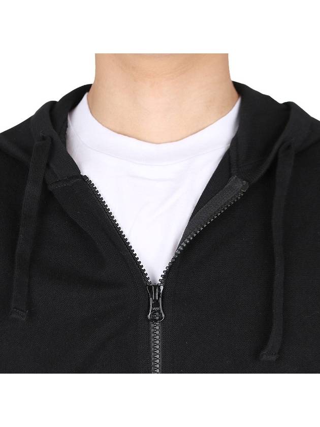 Back Big Logo Jacquard Zip Up Hoodie Black - STONE ISLAND - BALAAN 7