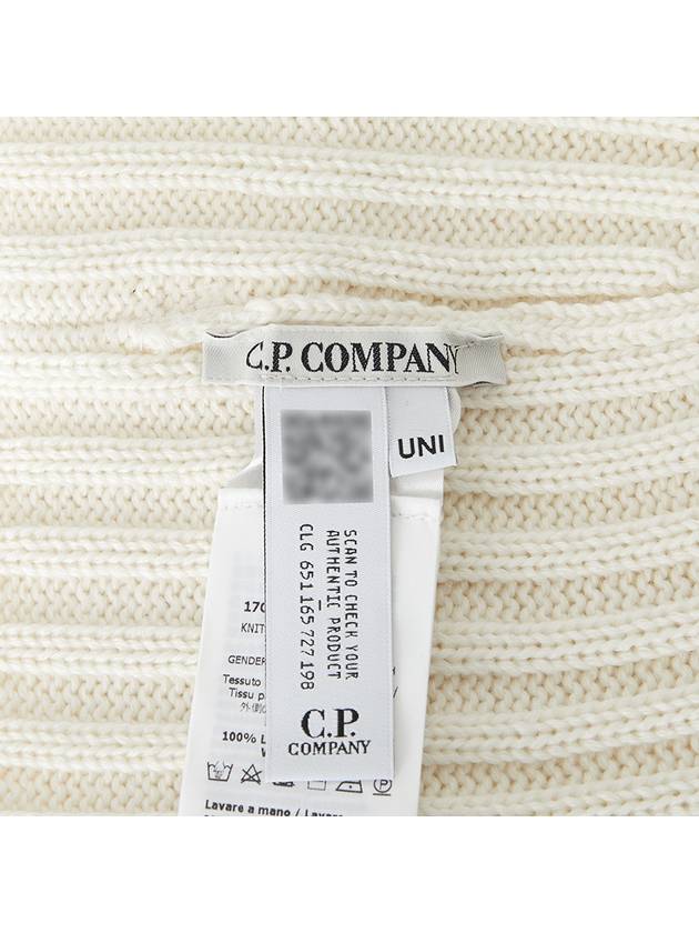 Extra Fine Merino Wool Logo Beanie White - CP COMPANY - BALAAN 6