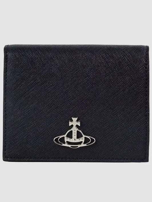 ORB Logo Saffiano Half Wallet Black - VIVIENNE WESTWOOD - BALAAN 2