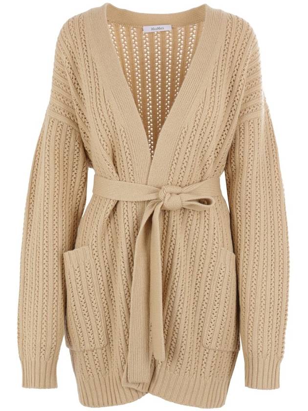 Belted long sleeve cardigan beige - MAX MARA - BALAAN 2