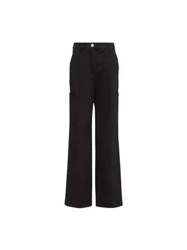 Pants Women Stretch Gabardine Cotton Black - PRADA - BALAAN 1