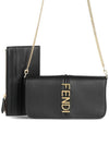 Graphy Chain Leather Long Wallet Black - FENDI - BALAAN 2