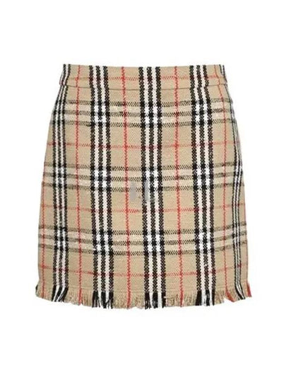 Women's Vintage Check Boucle Mini A-Line Skirt Archive Beige - BURBERRY - BALAAN 2