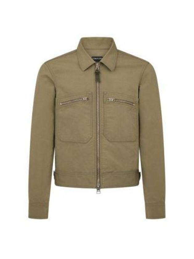 Satin Zip Up Jacket Green - TOM FORD - BALAAN 2