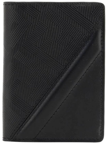 Men's Shadow Diagonal Leather Card Wallet Black - FENDI - BALAAN 1