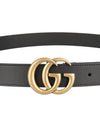 Men's GG Marmont Double G Buckle Gold Hardware Leather Belt Black - GUCCI - BALAAN 8