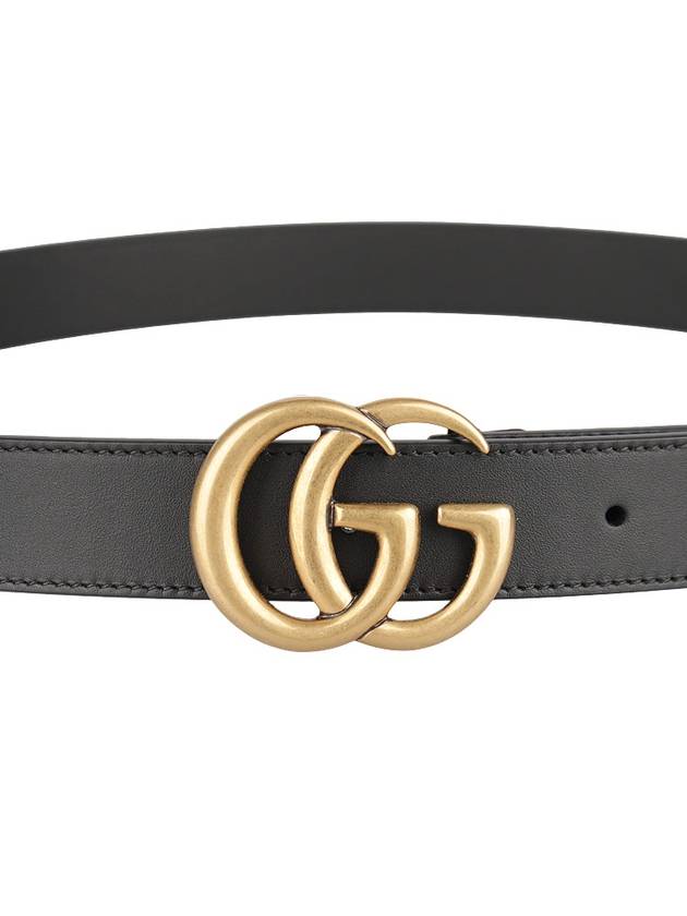 Men's GG Marmont Double G Buckle Gold Hardware Leather Belt Black - GUCCI - BALAAN 8