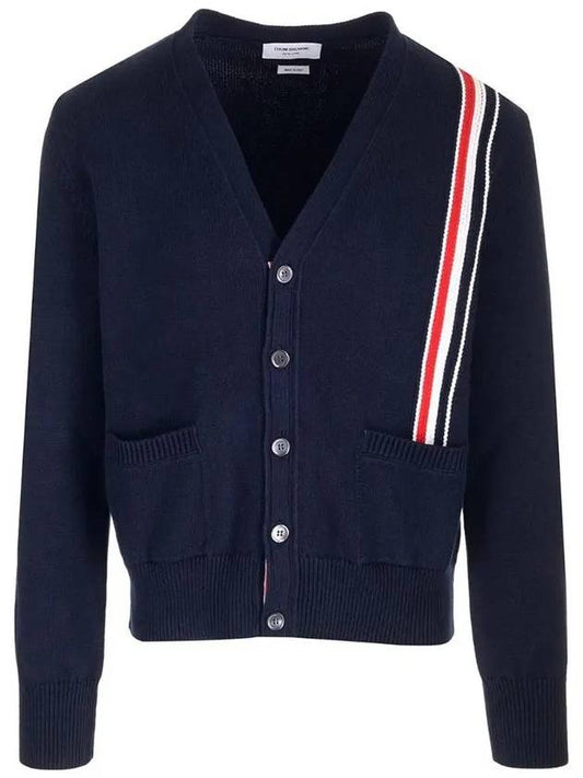 RWB Striped Intarsia Cotton Cardigan Navy - THOM BROWNE - BALAAN 2