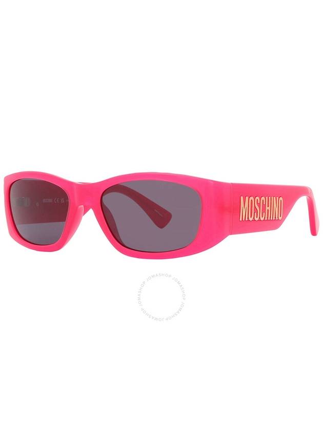 Moschino Grey Rectangular Ladies Sunglasses MOS145/S 0MU1/IR 55 - MOSCHINO - BALAAN 3