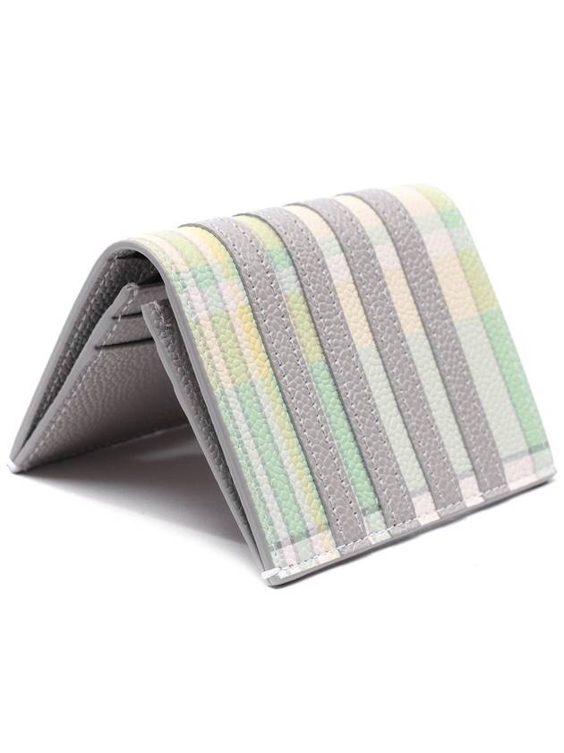 4 Bar Applique Stripe Double Card Holder Pastel Green - THOM BROWNE - BALAAN 4