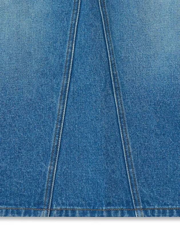 Washed Blue Denim Midi A Line Skirt Blue - NOIRER FOR WOMEN - BALAAN 8