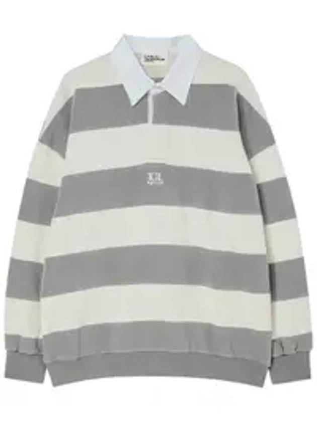 Striped Rugby Collar Sweatshirt Melange Gray - THE GREEN LAB - BALAAN 1