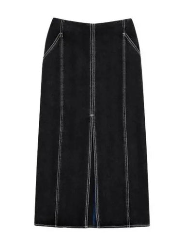 Long split skirt washed black denim - SUNNEI - BALAAN 1