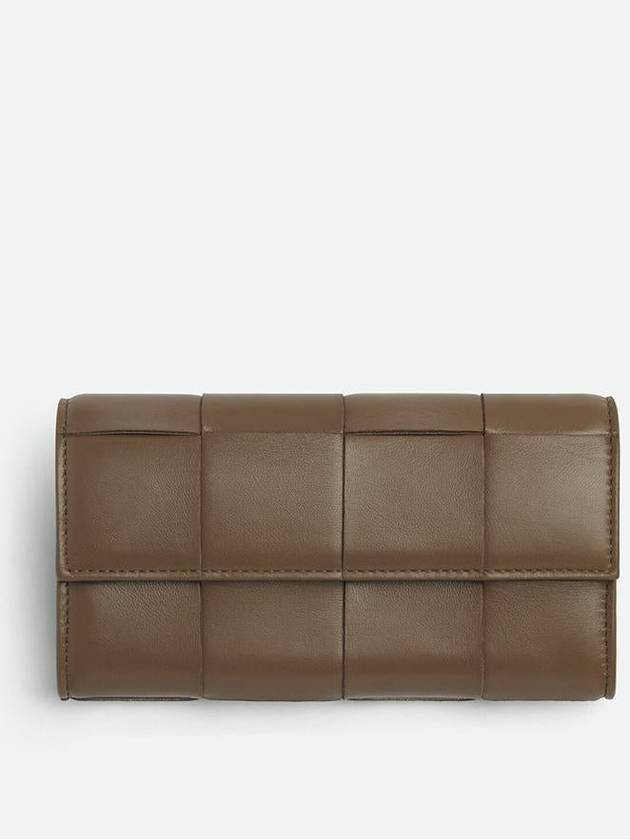 Cassette Flap Leather Long Wallet Taupe Grey - BOTTEGA VENETA - BALAAN 2