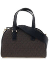 Williamsburg Small Logo Stripe Satchel Canvas Tote Bag Black Brown - MICHAEL KORS - BALAAN 4