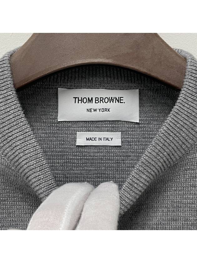 4-Bar Milano Stitch Crew Neck Knit Top Light Grey - THOM BROWNE - BALAAN 6