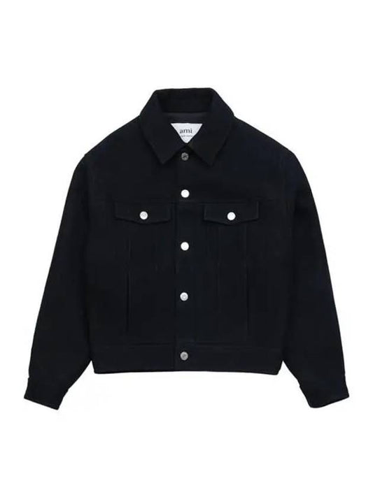 Button Wool Boxy Jacket Black - AMI - BALAAN 2