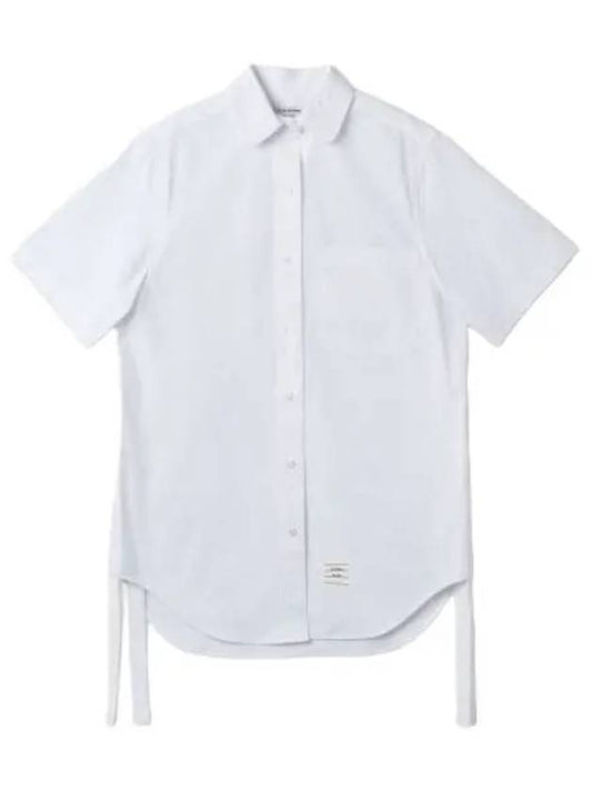 Heavy poplin super size mini shirt dress white - THOM BROWNE - BALAAN 1