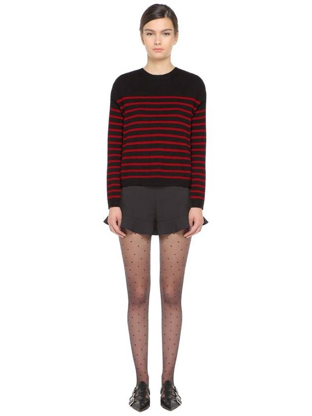 Wings Striped Jacquard Wool Knit Top Black Red - VALENTINO - BALAAN 8