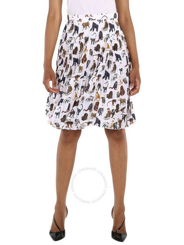 Burberry Ladies Monkey Print Pleated Crepe De Chine Skirt, Brand Size 2 (US Size 0) - BURBERRY - BALAAN 1