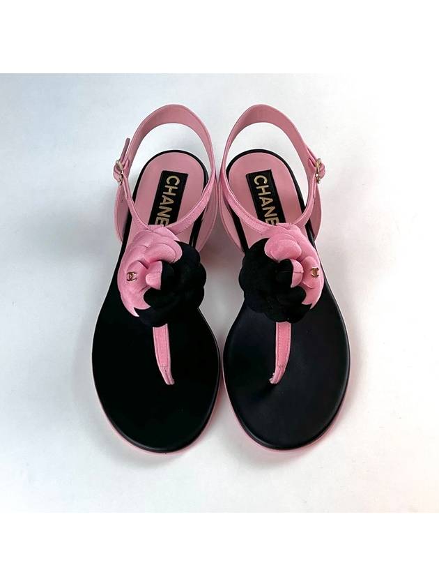 Camellia Flip Flop Sandals Black Pink G39057 - CHANEL - BALAAN 2