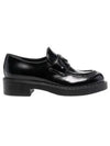 Chocolate Brushed Leather Loafers Black - PRADA - BALAAN 2