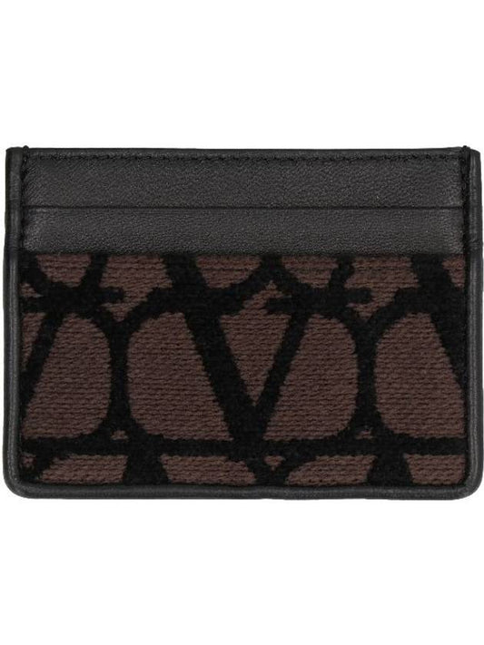 Toile Iconographe Fabric Leather Card Wallet Brown - VALENTINO - BALAAN 2