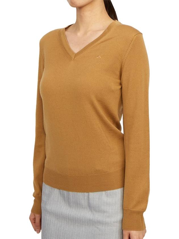 Amaya V-Neck Knit Top Chipmunk - J.LINDEBERG - BALAAN 3