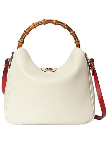 Diana Bamboo Handle Medium Leather Cross Bag White - GUCCI - BALAAN 1