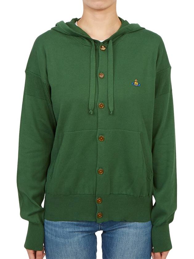 Embroidered Logo Hoodie Cardigan Green - VIVIENNE WESTWOOD - BALAAN 2