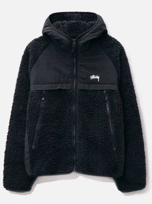 Sherpa Panel Hooded Jacket Black - STUSSY - BALAAN 2