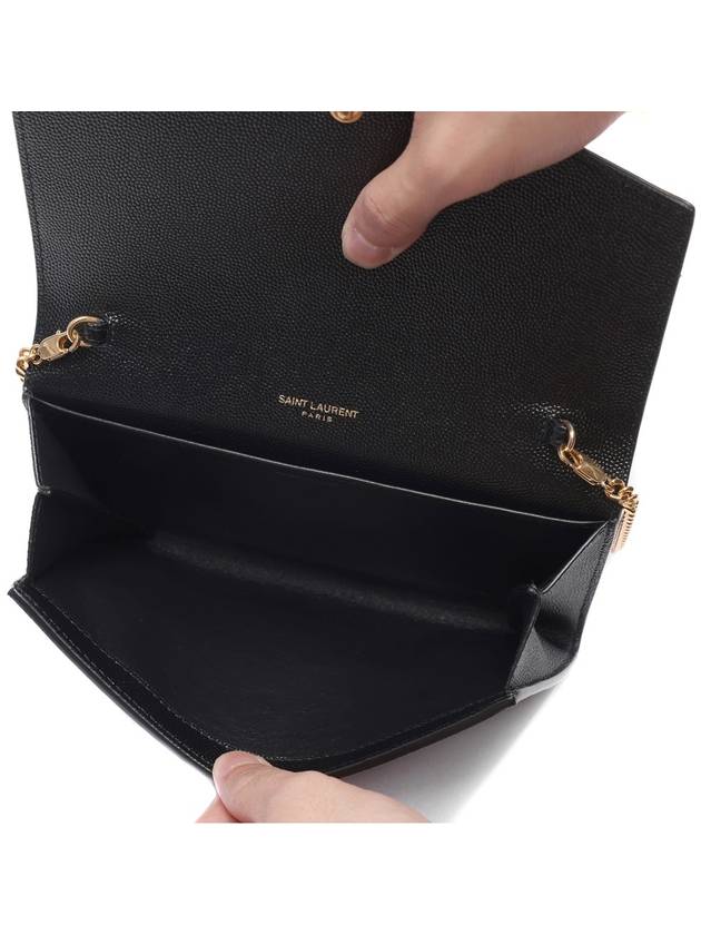 Monogram Uptown Chain Embossed Leather Long Wallet Black - SAINT LAURENT - BALAAN 7