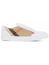 House Check Leather Sneakers Optic White - BURBERRY - BALAAN 2