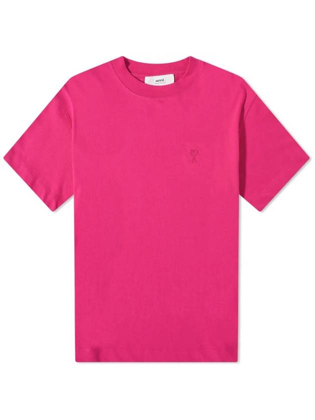 Logo Short Sleeve T-Shirt Fuchsia - AMI - BALAAN 2