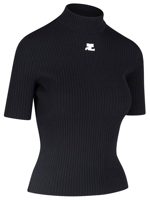 Reedition Knit Short Sleeve Turtle Neck Black - COURREGES - BALAAN 8