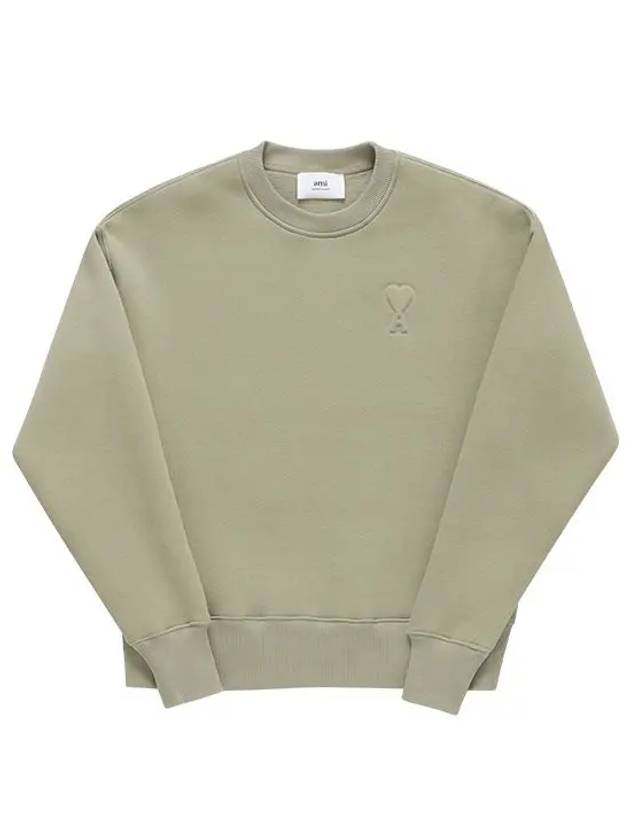 De Coeur Embossed Logo Crewneck Sweatshirt Beige - AMI - BALAAN 3