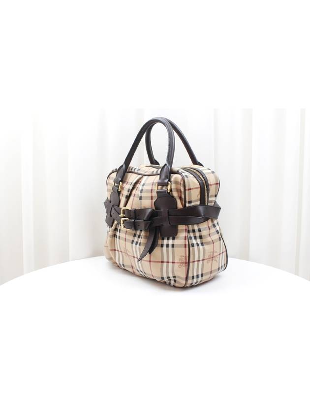 PVC Classic Check Gold Buckle Brown Leather Tote Bag - BURBERRY - BALAAN 3