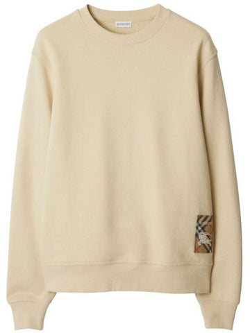 Check Label Cotton Sweatshirt Nutmeg - BURBERRY - BALAAN 1