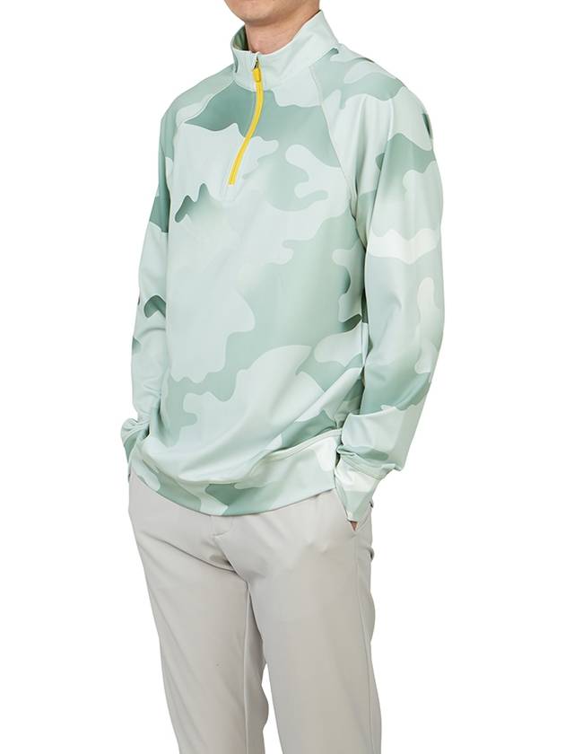 Men's Camo Half Zip Up Golf Long Sleeve T-Shirt Green - G/FORE - BALAAN 6