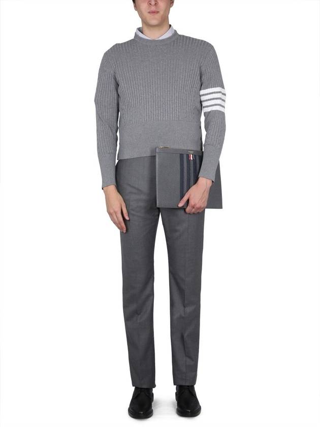 Baby Cable Cotton 4 Bar Crew Neck Knit Top Grey - THOM BROWNE - BALAAN 3