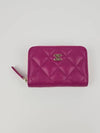 Classic Grained Shiny Calfskin Zipped Coin Purse Pink - CHANEL - BALAAN 6