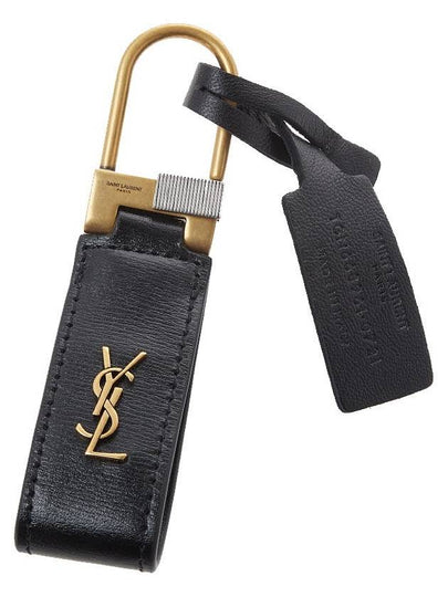 Tiny Cassandre Keyholder in Smooth Leather Black - SAINT LAURENT - BALAAN 2