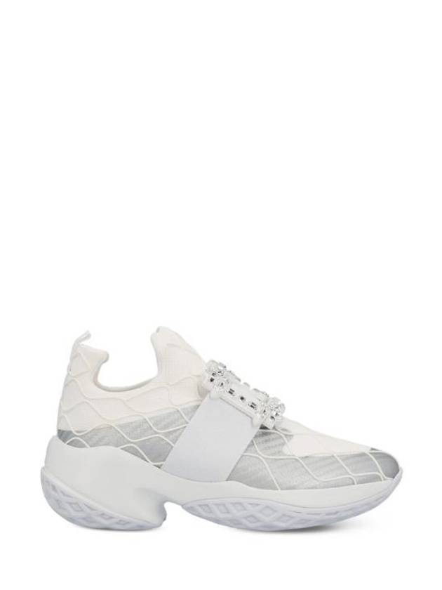 Technical Strass Buckle Low Top Sneakers White - ROGER VIVIER - BALAAN 1