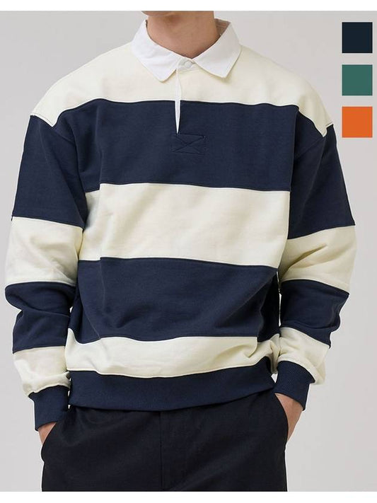 Overfit Stripe Rugby Sweatshirt 3 Colors - EXCONTAINER - BALAAN 2