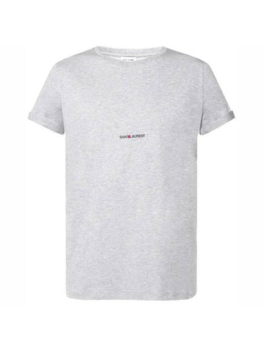 Men's Small Logo Short Sleeve T-Shirt Grey - SAINT LAURENT - BALAAN 1