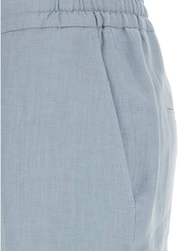 Light Blue Drawstring Waist Pants In Linen Woman - ELEVENTY MILANO - BALAAN 3