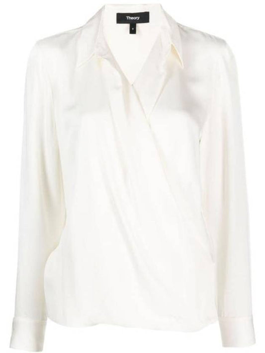 Silk Wrap Blouse Ivory - THEORY - BALAAN 1